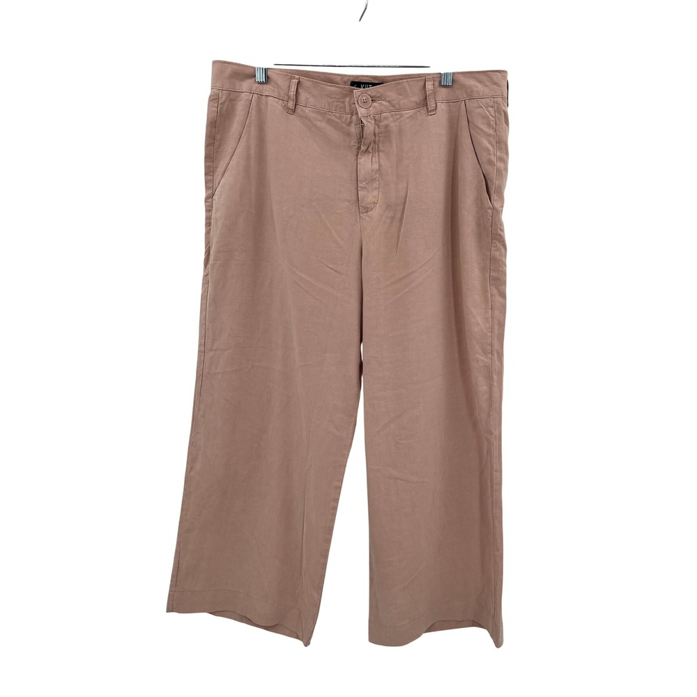 KUT From the Kloth Wide Leg Crop Pants Womens SZ 12 blush pink linen blend‎